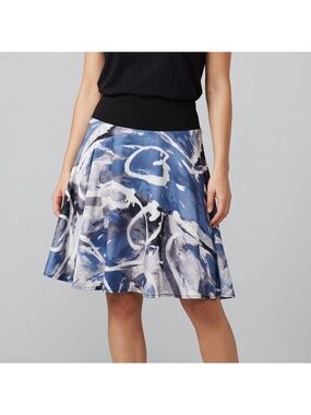 RW&CO Women's A Line Pull-on Abstract Print Skirt in Blue White & Gray in size S
